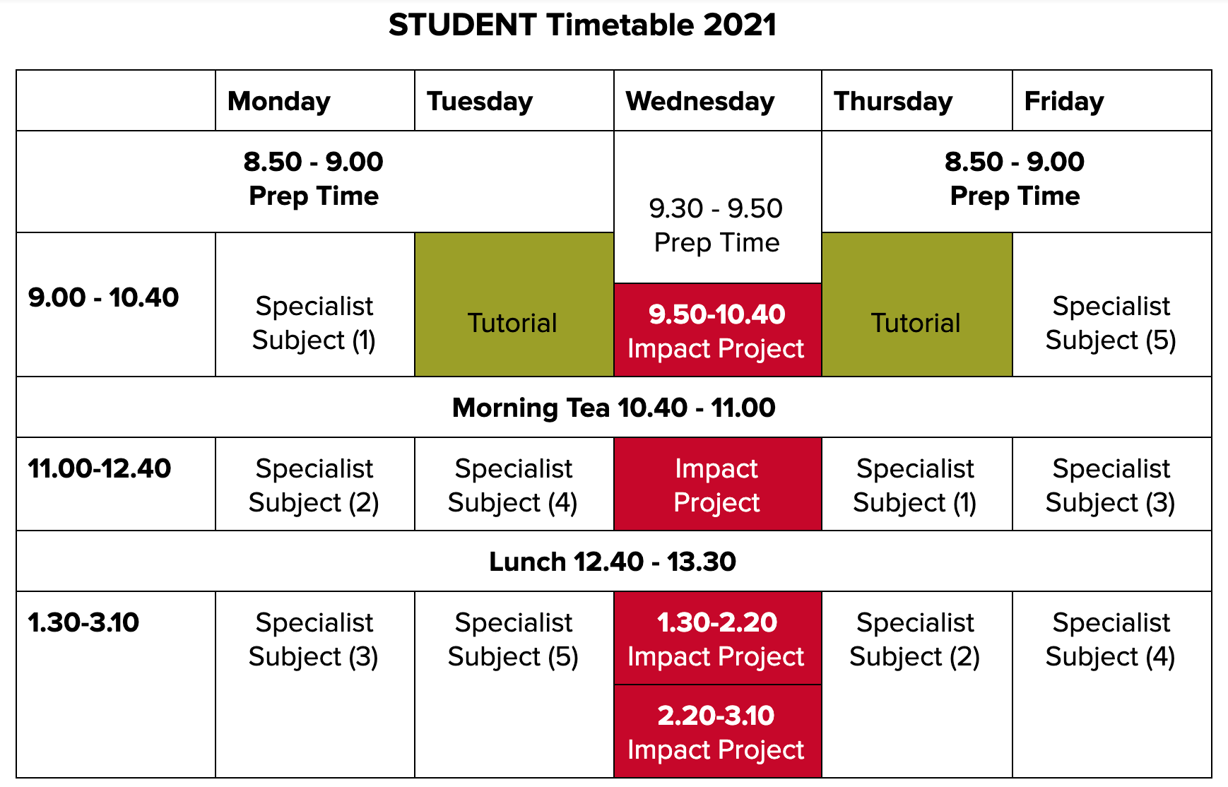 Timetable School Day Albany Senior High School Timetable School Day Albany Senior High School
